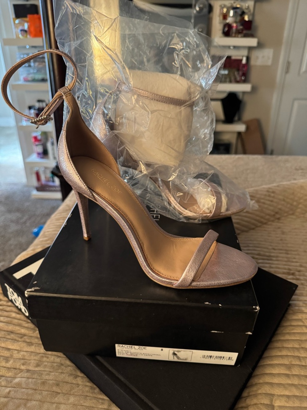 Rachel Zoe Powder Metallic Nappa Crystal Buckle Heel